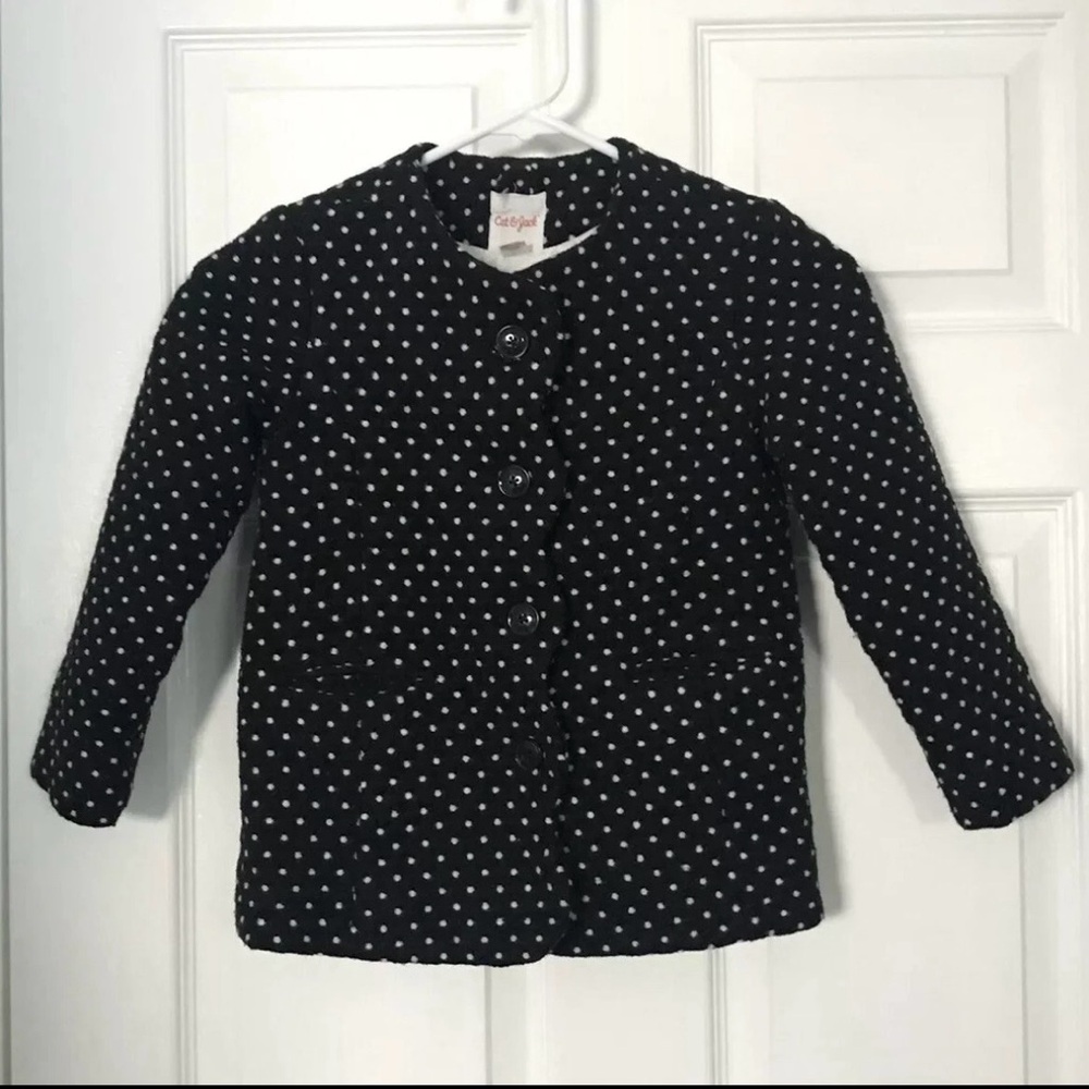 Girl Toddler Cat & Jack Black and White Polka Dot Coat